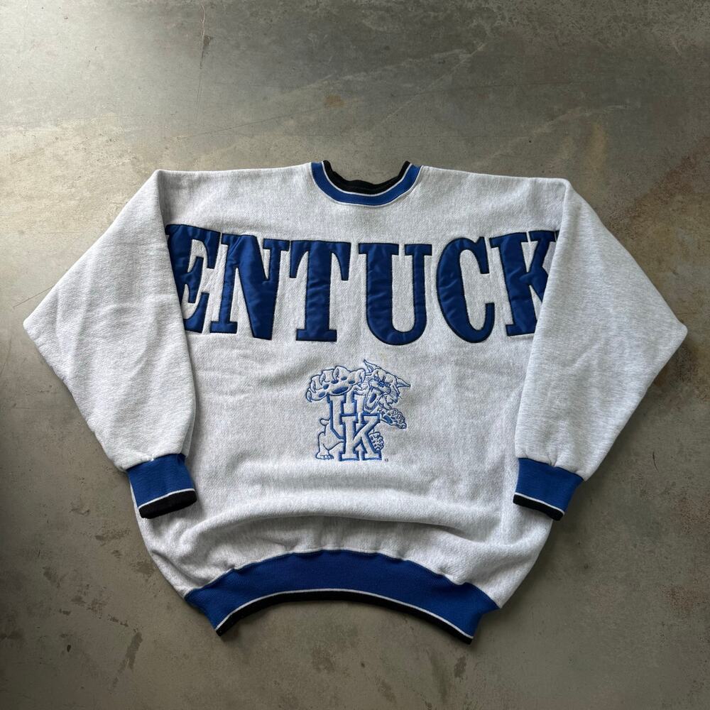 Vintage 90s University of Kentucky Wildcats Embroidered Retro Sweatshirt Size XL